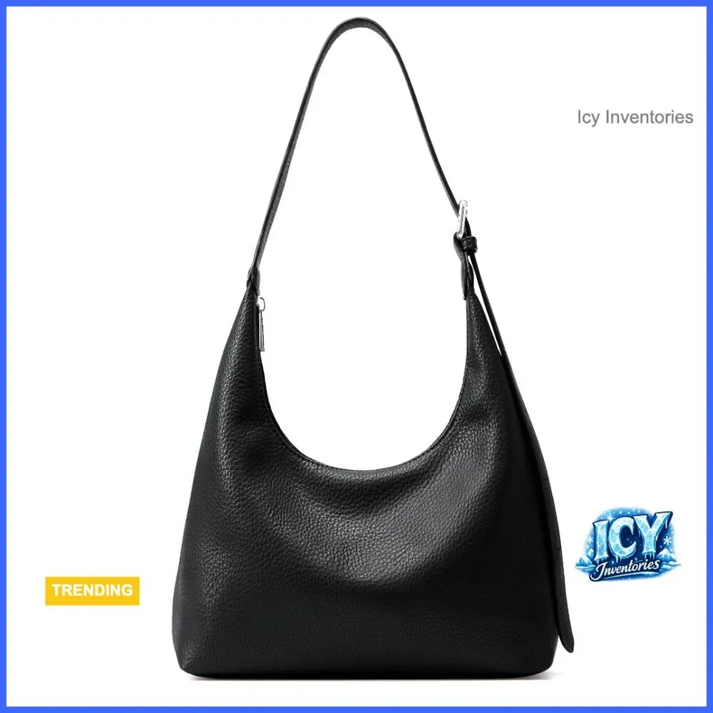 Vegan Leather Crescent Tote Bag with Adjustable Shoulder Strap